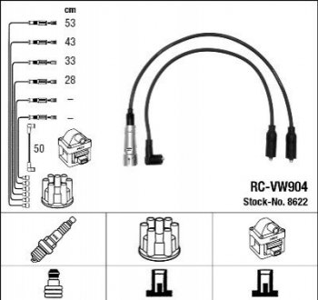 Проволока зажигания, набор NGK RCVW904 (фото 1)