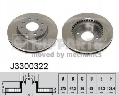 Гальмівний диск - (517122F100) NIPPARTS J3300322 (фото 1)