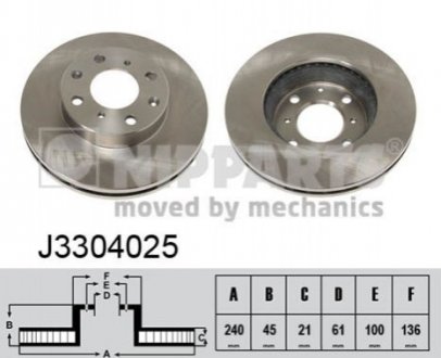 Диск гальмівний - (45251SH3A00, 45251SR3A00, 45251SR3A10) NIPPARTS J3304025 (фото 1)