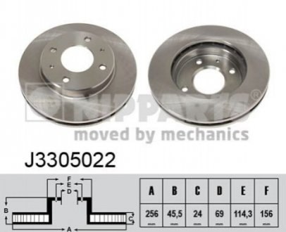 Тормозной диск - (51712M2010, MB407639, MB668107) NIPPARTS J3305022