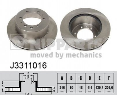 Гальмівний диск - (4320605J04, 43206VB000, 4320605J03) NIPPARTS J3311016