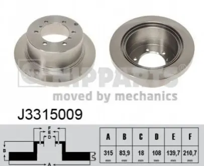 Диск гальмівний (задній) Mitsubishi L400/Pajero II/Pajero Sport 90- (315x18) (с покрит.) (полный) NIPPARTS J3315009 Купити в Україні