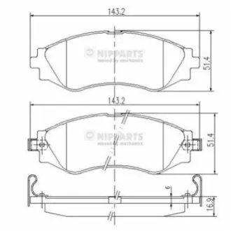 Колодки гальмівні (передні) Chevrolet Epica 05-/Daewoo Nubira/Leganza 97-/Rezzo 00 NIPPARTS J3600902 Купити в Україні