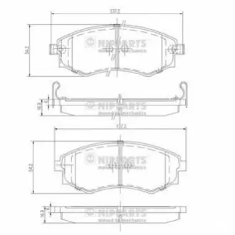 Колодки тормозные (передні) Hyundai Elantra III 00-06/Kia Magentis I 01-05/Ssangyong Rexton 02 NIPPARTS J3601055