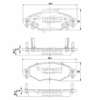 Гальмівні колодки, дискове гальмо (набір) NIPPARTS J3602113
