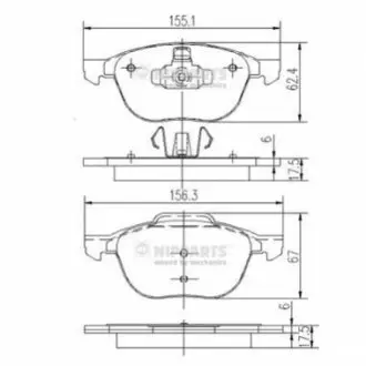 Колодки гальмівні (передні) Ford C-Max/Focus/Mazda 3/5 03 NIPPARTS J3603063