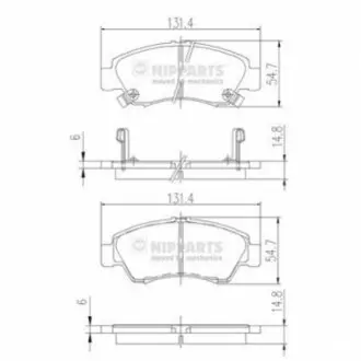 Колодки гальмівні (передні) Honda Civic V/VI 91-01/Jazz 02-08 NIPPARTS J3604034