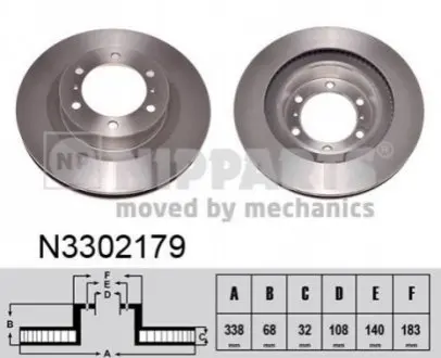 Диск гальмівний (передній) Toyota Land Cruiser 200/ Prado 08- (338x32) NIPPARTS N3302179 Купити в Україні