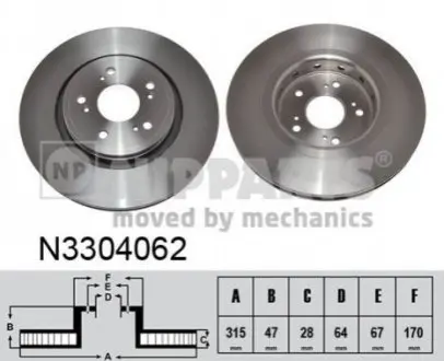 Тормозные диски NIPPARTS N3304062 Купить в Украине