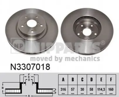 Диск гальмівний (передній) Subaru Outback 14- (315.5x30) NIPPARTS N3307018 Купити в Україні