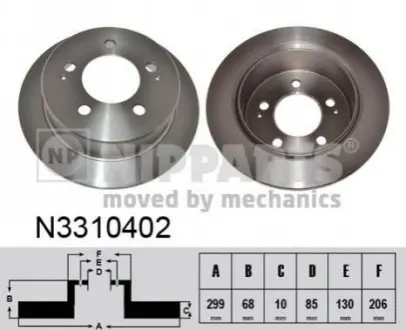 Тормозные диски задние NIPPARTS N3310402 Купить в Украине