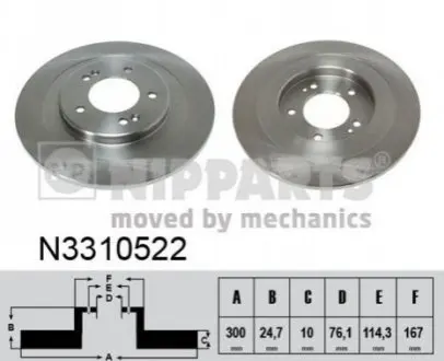 Диск гальмівний (задній) Hyundai i40 11-(300x10) NIPPARTS N3310522 Купити в Україні