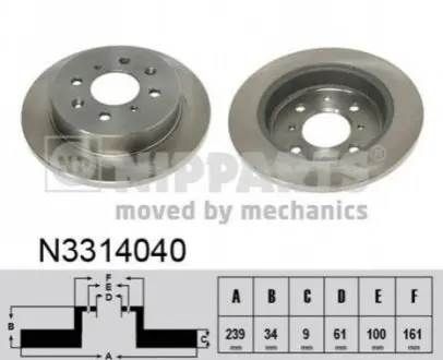 Гальмівний диск NIPPARTS N3314040 Купити в Україні