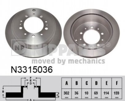 Тормозной диск - (1609901080, 4615A125, 4615A168) NIPPARTS N3315036 (фото 1)