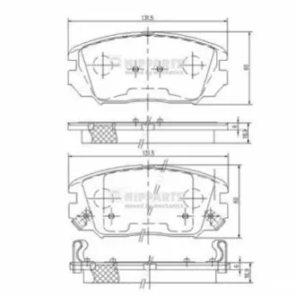 Колодки гальмівні (передні) Hyundai Tucson 04-/Sonata 05-10/Grandeur 05-/Kia Opirus 06 NIPPARTS N3600543