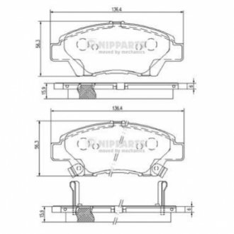 Гальмівні колодки, дискове гальмо (набір) NIPPARTS N3604068