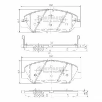 Колодки гальмівні (передні) Hyundai Santa Fe II/III/Genesis 06-/Kia Sorento/Ssangyong Korando 09 NIPPARTS N3605051 Купити в Україні