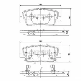 Колодки гальмівні (задні) Hyundai Santa Fe II 2.0-3.5 06-13/Kia Sorento II 2.0-3.5 09 NIPPARTS N3610312