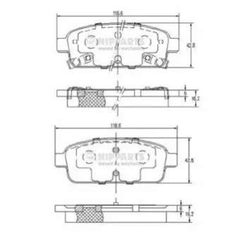 Колодки гальмівні (задні) Opel Astra J 09 - R16 (Ate) NIPPARTS N3610906 Купити в Україні