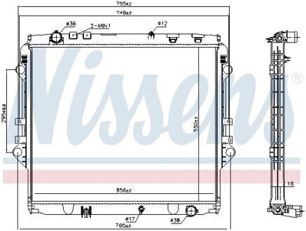 TOYOTA Радіатор охолодження двиг. Fortuner, Hilux VIII 2.4/2.8D 15- NISSENS 606069