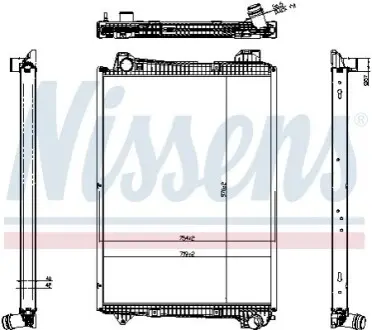 Радиатор двигателя (с рамою, низька) EURO 6 SCANIA G II, L, P II, R II, S DC07.108-OC13.104 09.16 NISSENS 606321