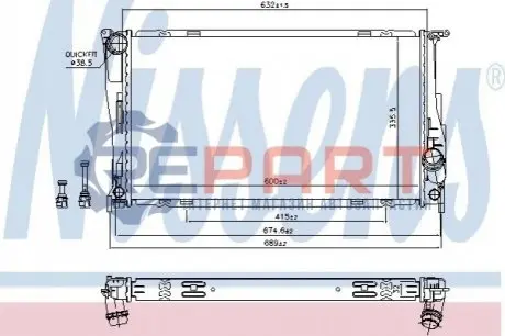 Радіатор, система охолодження двигуна NISSENS 60832 Купити в Україні