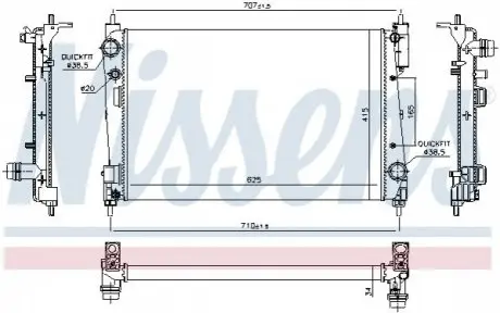 Фото Радіатор, система охолодження двигуна NISSENS (61915) зображення 1