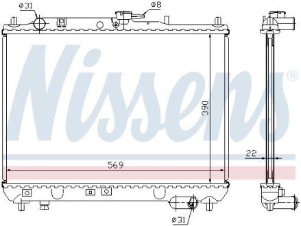 MAZDA Радіатор сист. охолодження 323 3-4 DіRS M/T (390x569x22) NISSENS 62409A