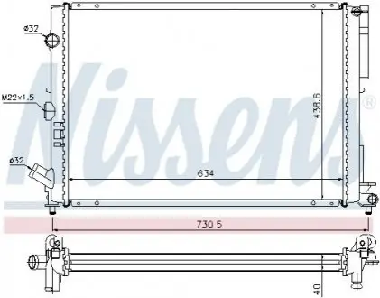 Радіатор, система охолодження двигуна NISSENS 63851A