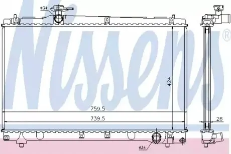 Радіатор, система охолодження двигуна NISSENS 64670A