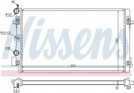 Радіатор двигуна AUDI A1 SEAT IBIZA IV, IBIZA IV SC, IBIZA IV ST SKODA FABIA II VW POLO V 1.4-2.0D 01.09-10.18 NISSENS 65293 Купити в Україні