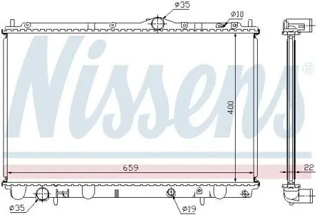Фото Радіатор, система охолодження двигуна NISSENS (65543A) зображення 1