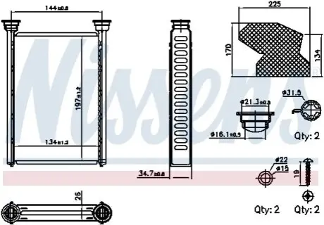Теплообмінник, система опалення салону NISSENS 707309 Купити в Україні