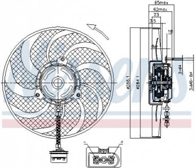 Вентилятор охлаждения двигателя - (6Q0959455J, 6QD959455B) NISSENS 85541