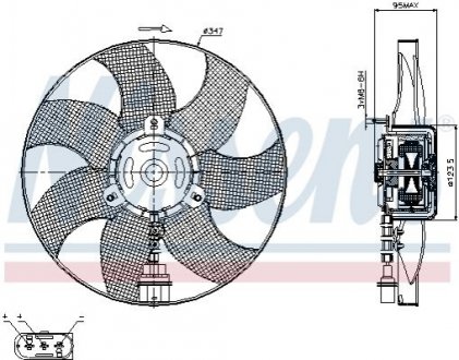 Вентилятор охлаждения двигателя - (6Q0959455H, 6X0959455, 6X0959455C) NISSENS 85543