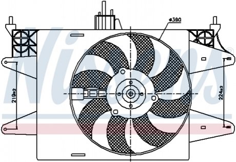Вентилятор радіатора FIAT DOBLO (119, 223) (01-) (вир-во) - (51768022, 51774951) NISSENS 85572