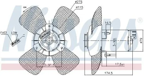 Вентилятор радіатора VW CALIFORNIA T4 CAMPER, PASSAT B3/B4, TRANSPORTER T4 1.6D-2.5D 02.88-06.03 NISSENS 85801