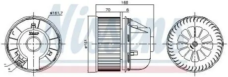 Вентилятор салону FORD C-MAX II, FOCUS III, GALAXY II, GRAND C-MAX, KUGA II, TOURNEO CONNECT V408 NADWOZIE WIELKO, TRANSIT CONNECT, TRANSIT CONNECT V408 1.0-Electric 05.06 NISSENS 87490 Купити в Україні