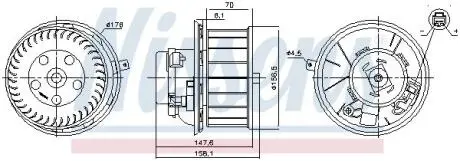 Вентилятор салона 24В FORD CARGO II 06.03 NISSENS 87643