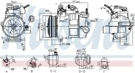 Компресор, система кондиціонування повітря NISSENS 890800