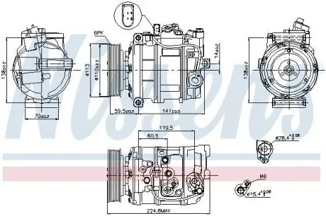 Компрессор кондиционера NISSENS 89091 Купить в Украине