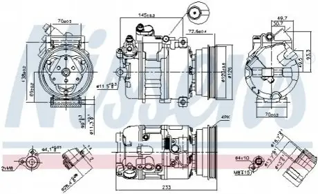 Компресор, система кондиціонування повітря NISSENS 89112