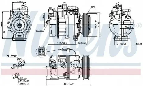 Компресор, система кондиціонування повітря NISSENS 89208