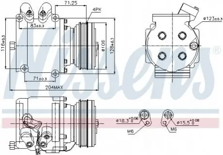 Компрессор кондиционера NISSENS 89226 Купить в Украине