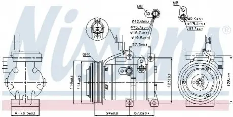 Компресор кондиціонера HYUNDAI ACCENT IV, SOLARIS KIA RIO III, RIO IV 1.4/1.6 11.10 NISSENS 89533 Купити в Україні