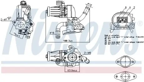 Клапан EGR CITROEN JUMPER III FORD TRANSIT, TRANSIT TOURNEO PEUGEOT BOXER 2.2D/2.4D/3.2D 04.06 NISSENS 98232 Купити в Україні