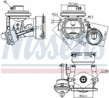 Клапан EGR SEAT ALTEA, TOLEDO III SKODA OCTAVIA II VW CADDY III 1.9D 04.04-12.10 NISSENS 98299 Купити в Україні