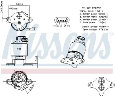 Клапан EGR OPEL OMEGA B, SINTRA, VECTRA B 2.2-3.2 03.94-07.03 NISSENS 98360