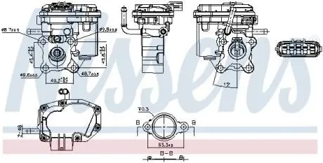 Клапан EGR TOYOTA AURIS, COROLLA, IQ, URBAN CRUISER, VERSO S, YARIS 1.4D 08.05-12.18 NISSENS 98447