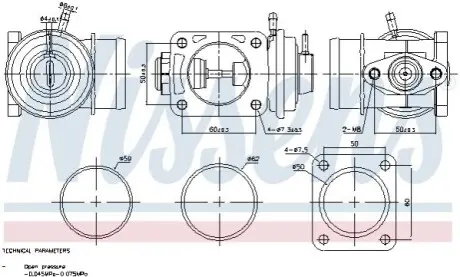 Клапан EGR BMW 3 (E36), 5 (E34), 5 (E39), 7 (E38) OPEL OMEGA B 1.7D/2.5D 09.91-05.04 NISSENS 98469 Купити в Україні